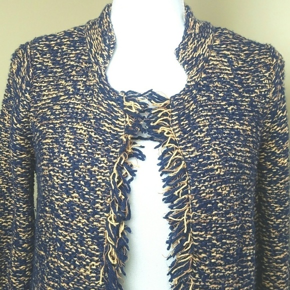 Sparrow Anthropologie navy fringe open cardigan - Picture 3 of 8
